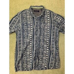 Tommy  Bahama Men's Navy/white Hawaiian design Button down shirt size L